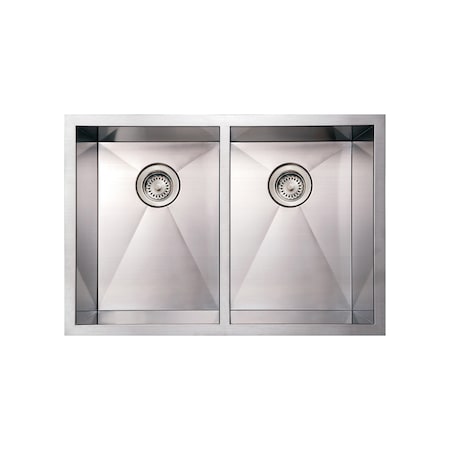 Brushed SS Commercial Dbl Bowl Undermount Sink,Brushed SS